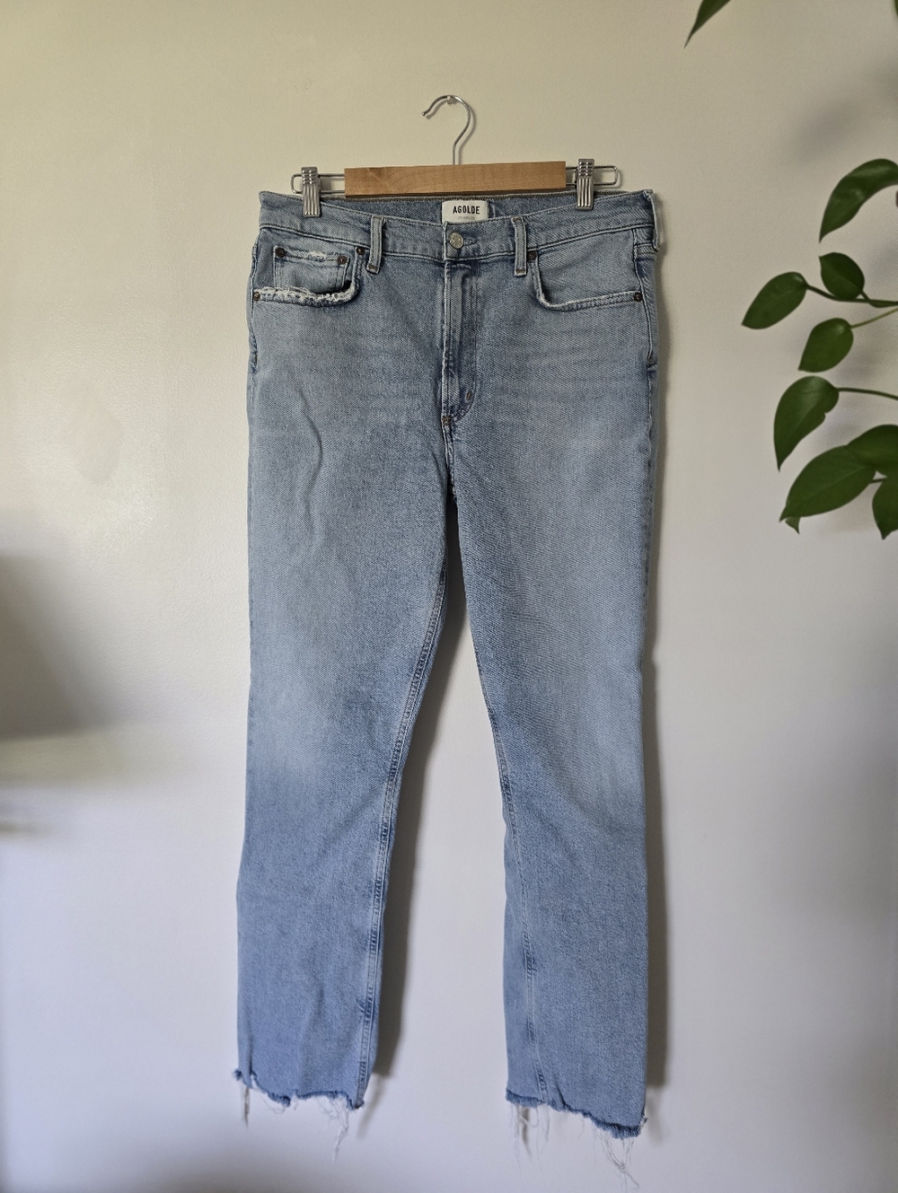 Agolde Merrel Blue Jeans Size 30 Raw Hem Light Wash